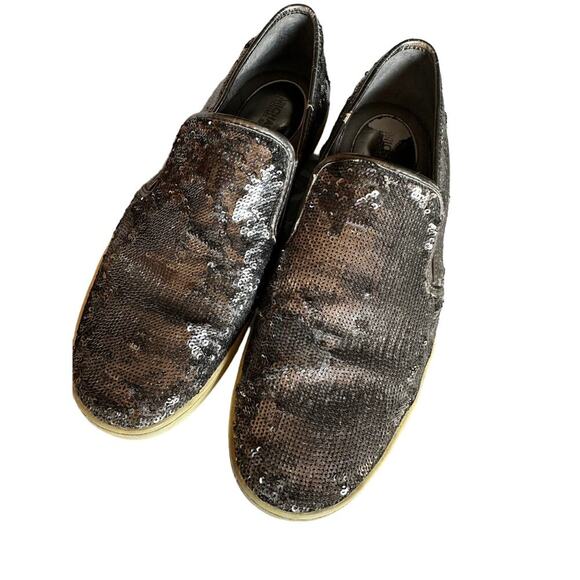 🌻  Michael Kors Pewter Gray Sequins Loafer Sneakers, Women’s size 9 - Picture 1 of 5